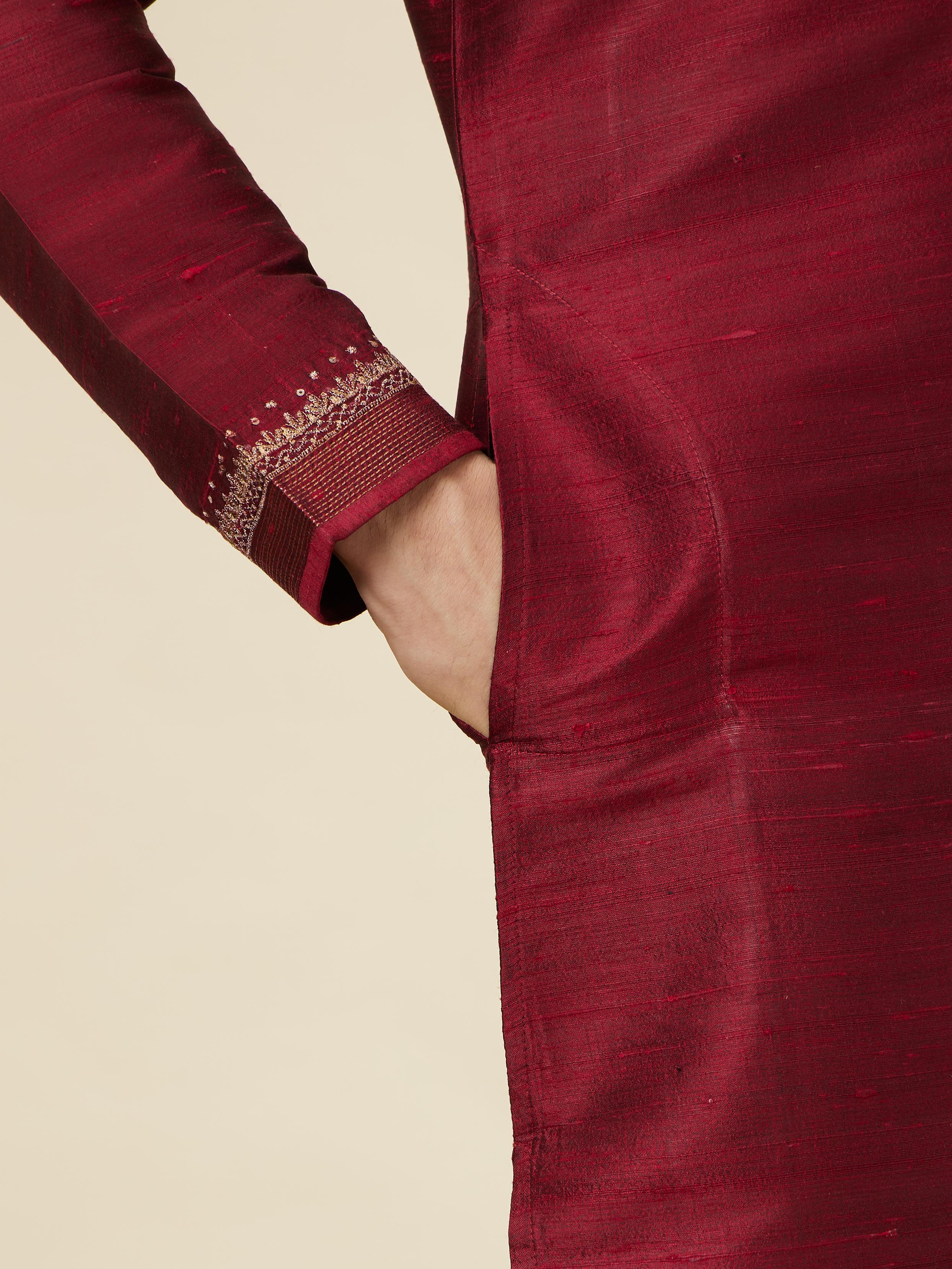 Twamev Men Majestic Maroon Kurta Set
