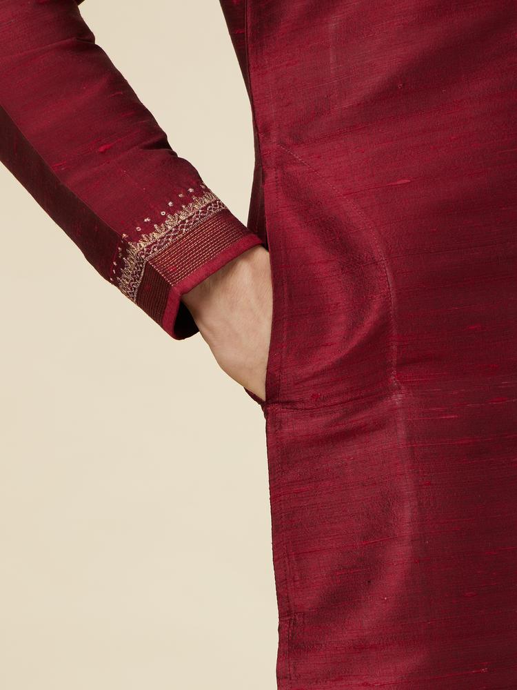Twamev Men Majestic Maroon Kurta Set