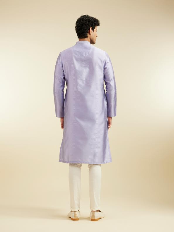 Diwas Men Soft Lilac Lattice Patterned Kurta with Sequin Work