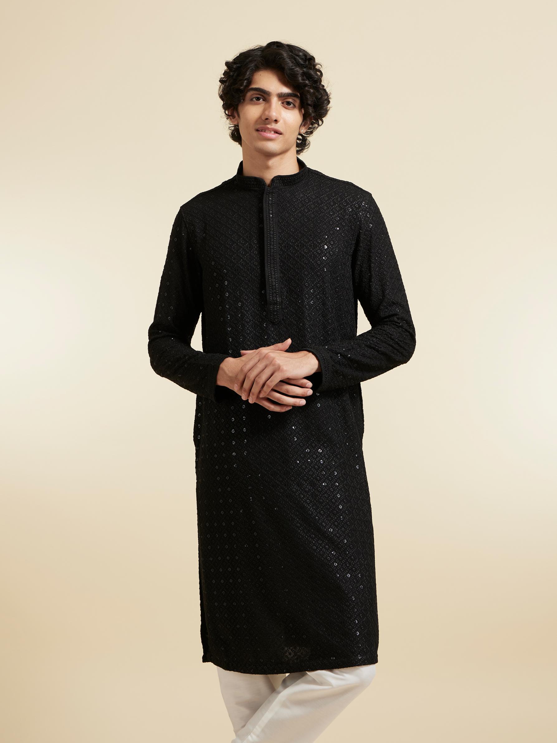 Diwas Men Black Elegance Kurta Pajama