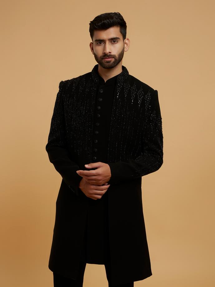 Twamev Men Black Majesty Indo Western
