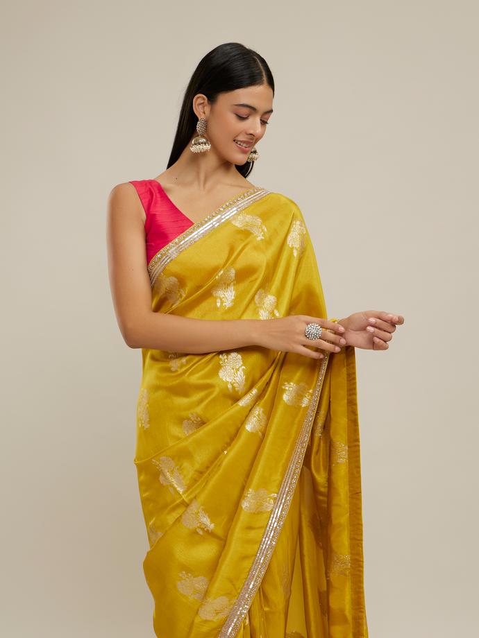 Twamev Women Mustard Yellow Opulence Saree