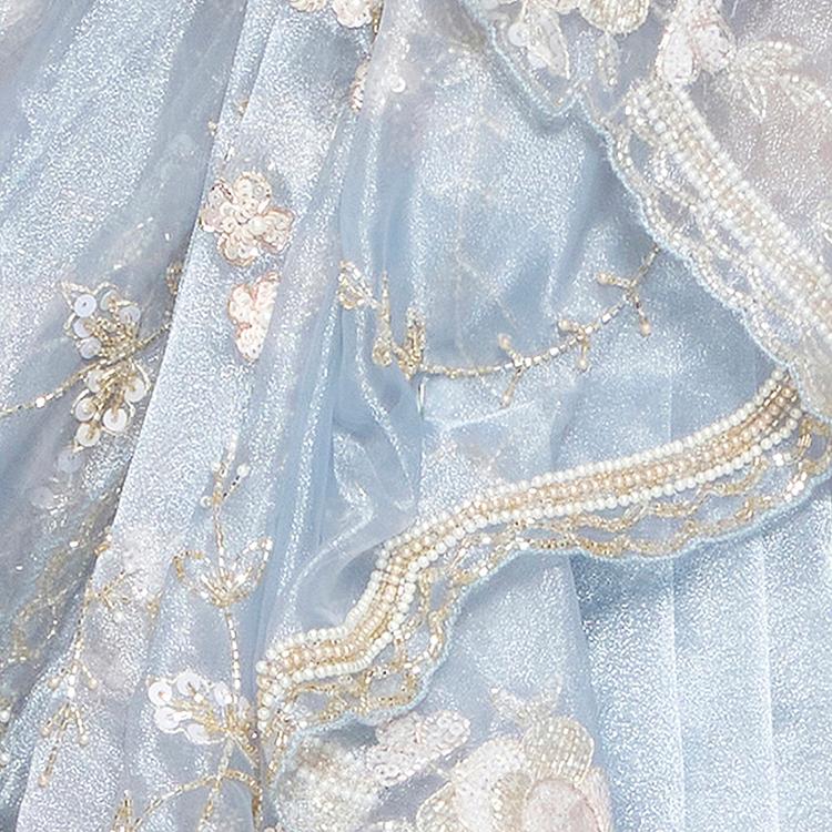 Twamev Women Twinkling Light Blue Tissue Saree