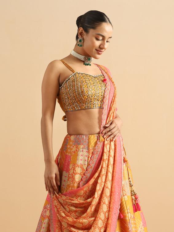 Twamev Women Mustard Golden Glow Skirt Top Set