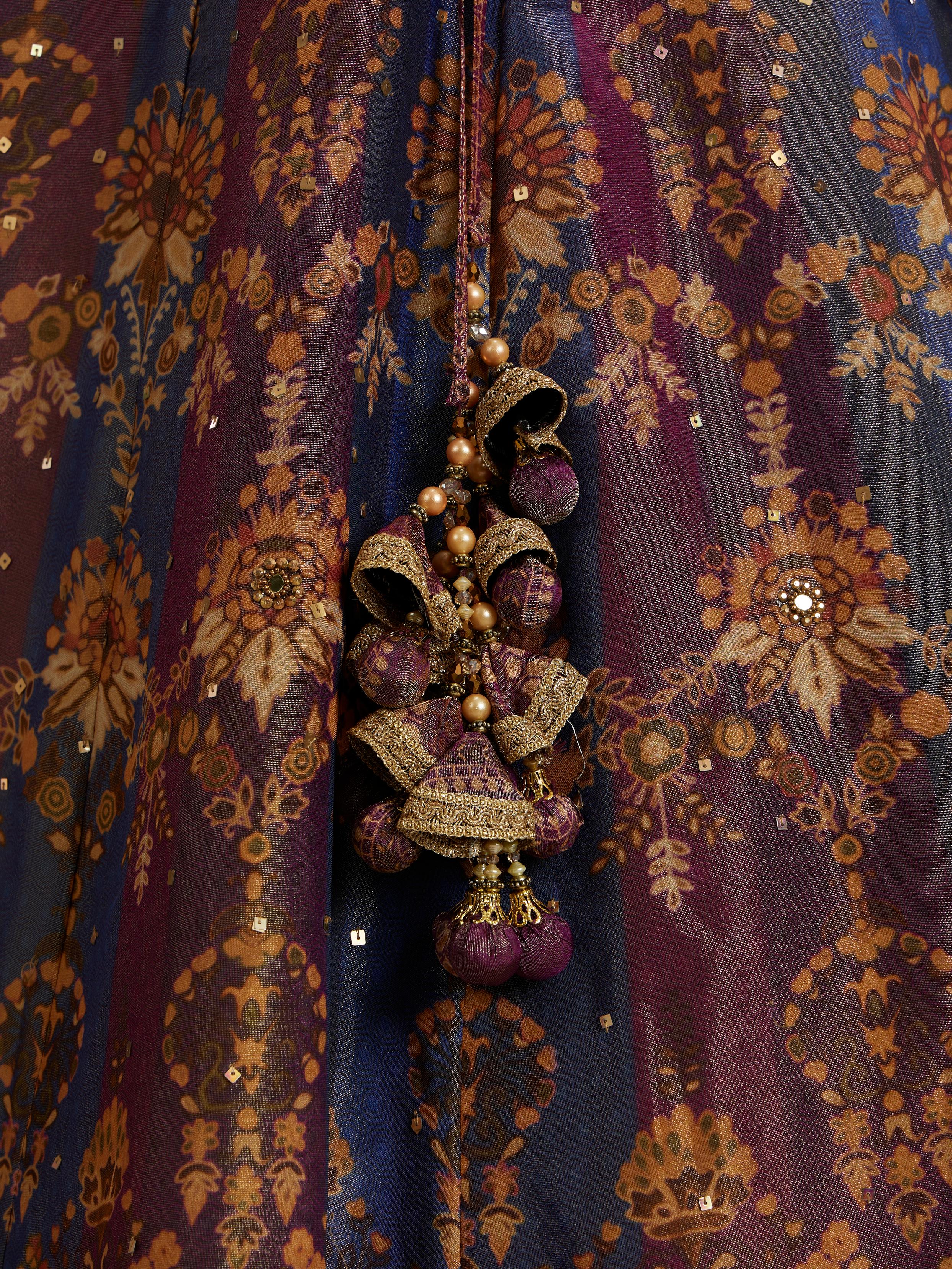 Twamev Women Glorious Brown Blended Silk Lehenga