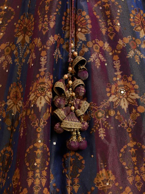 Twamev Women Glorious Brown Blended Silk Lehenga