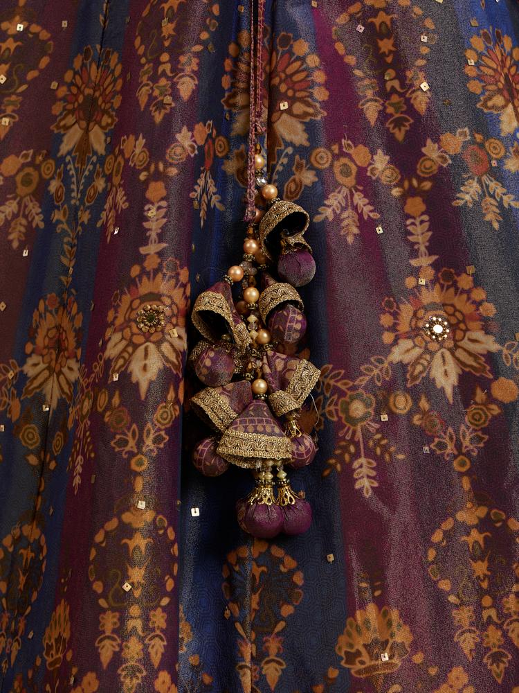 Twamev Women Glorious Brown Blended Silk Lehenga