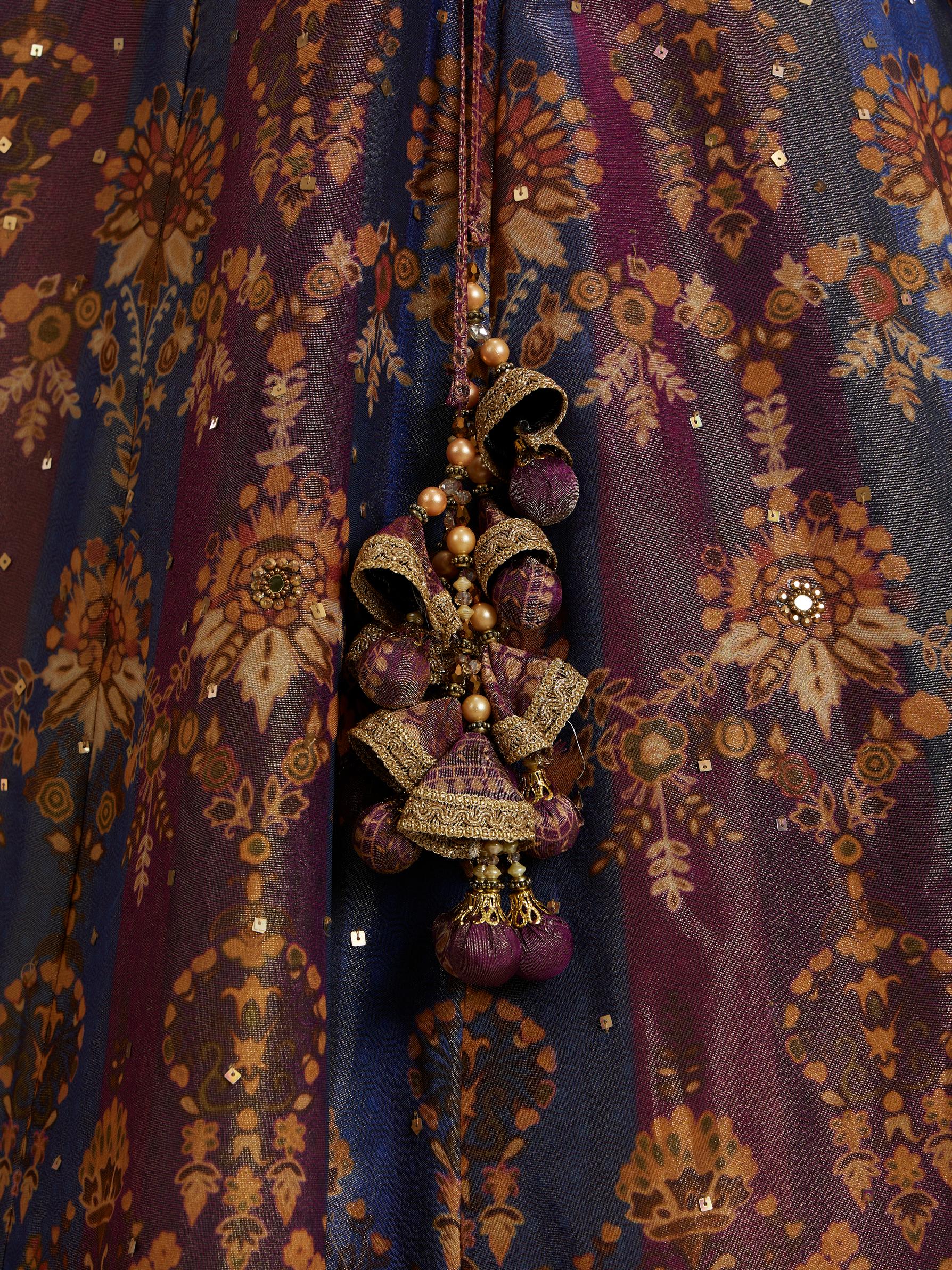 Twamev Women Glorious Brown Blended Silk Lehenga