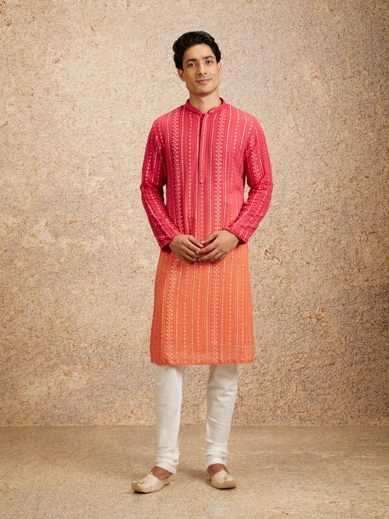 Twamev Men Ravishing Pink Georgette Kurta Pajama
