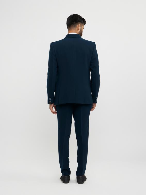 Twamev Men Teal Green Plain Classic Suit Set with Cutdana Work