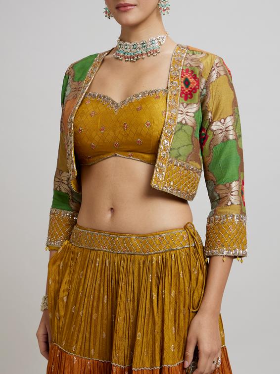 Twamev Women Emerald elegance Lehenga