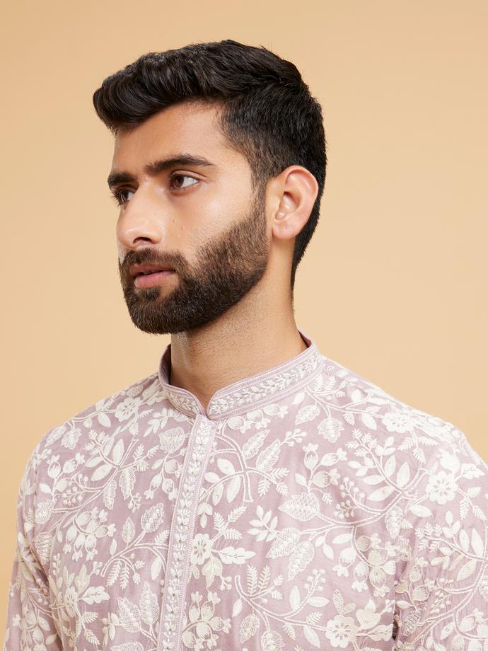 Twamev Men Twinkling Dusty Pink Kurta Pajama