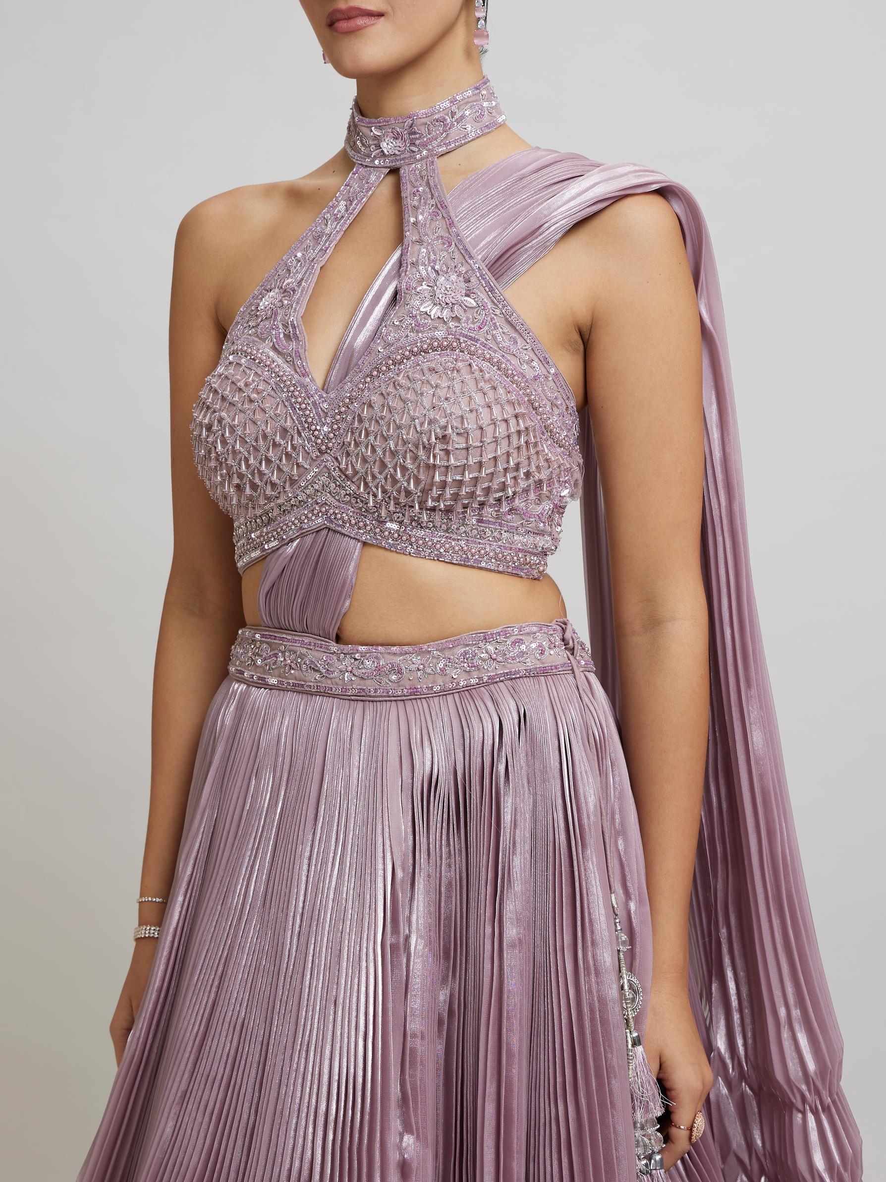 Twamev Women Dusty Pink Festive Lehenga