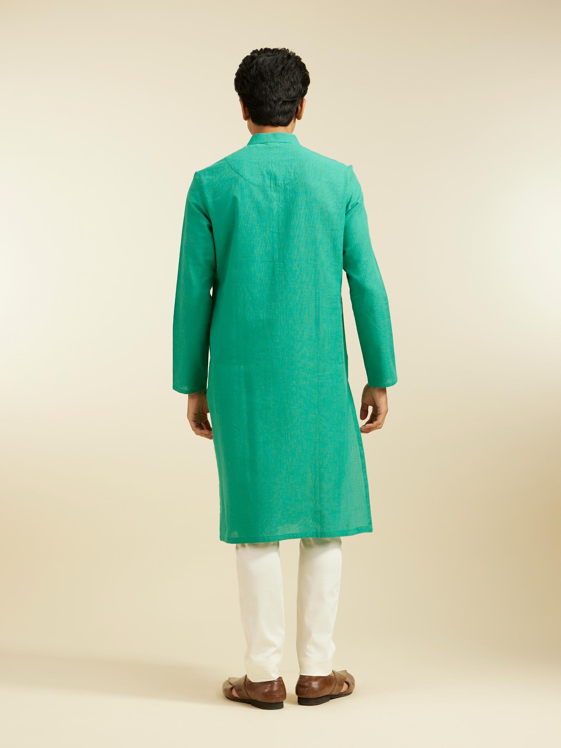 Diwas Men Teal Green Plain Classic Kurta