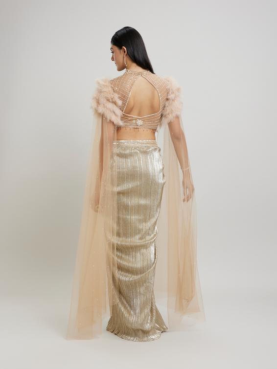 Twamev Women Beige Knit Indo Western Ensemble