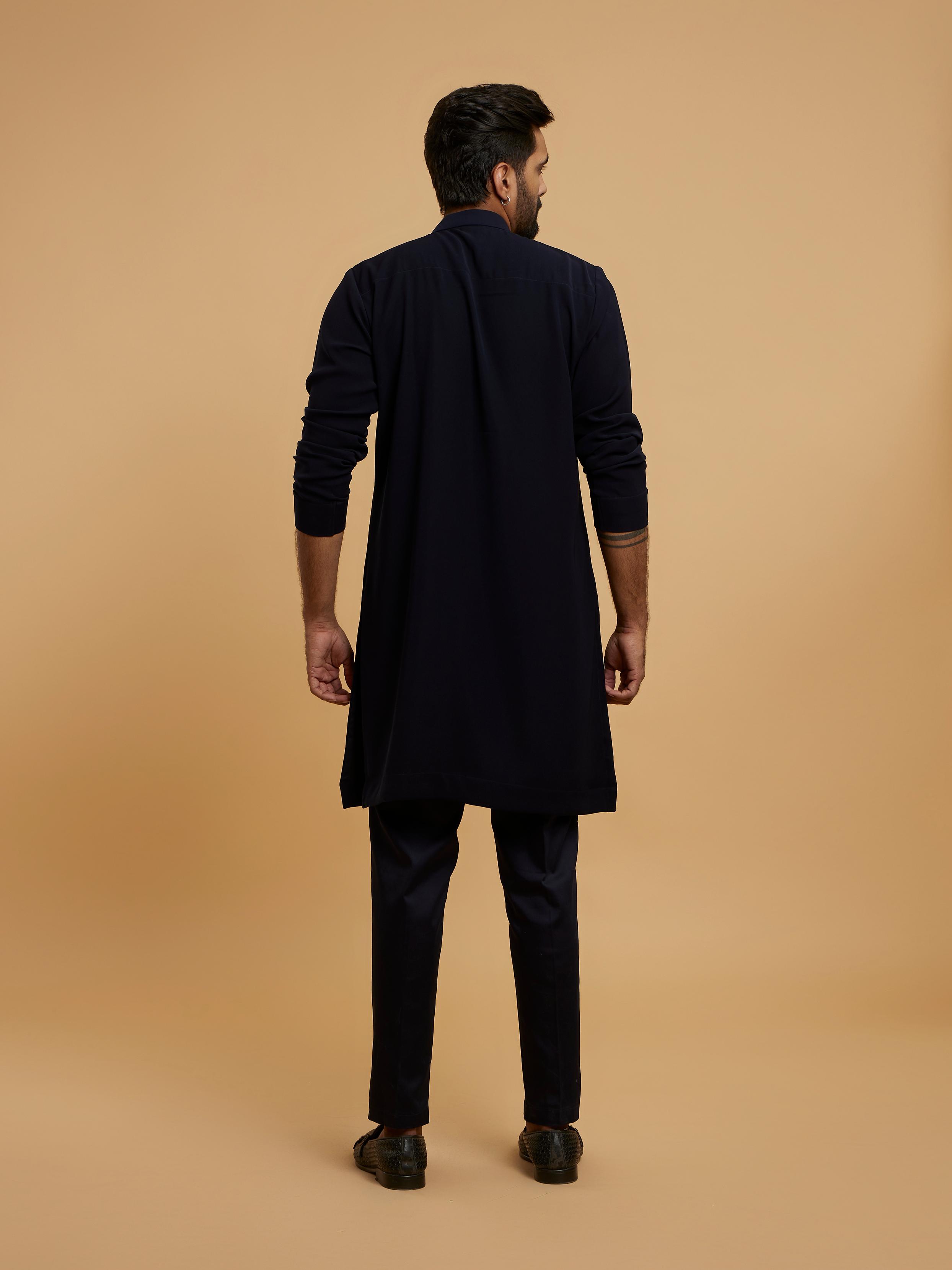 Twamev Men Dark Blue Divinity Kurta Pajama