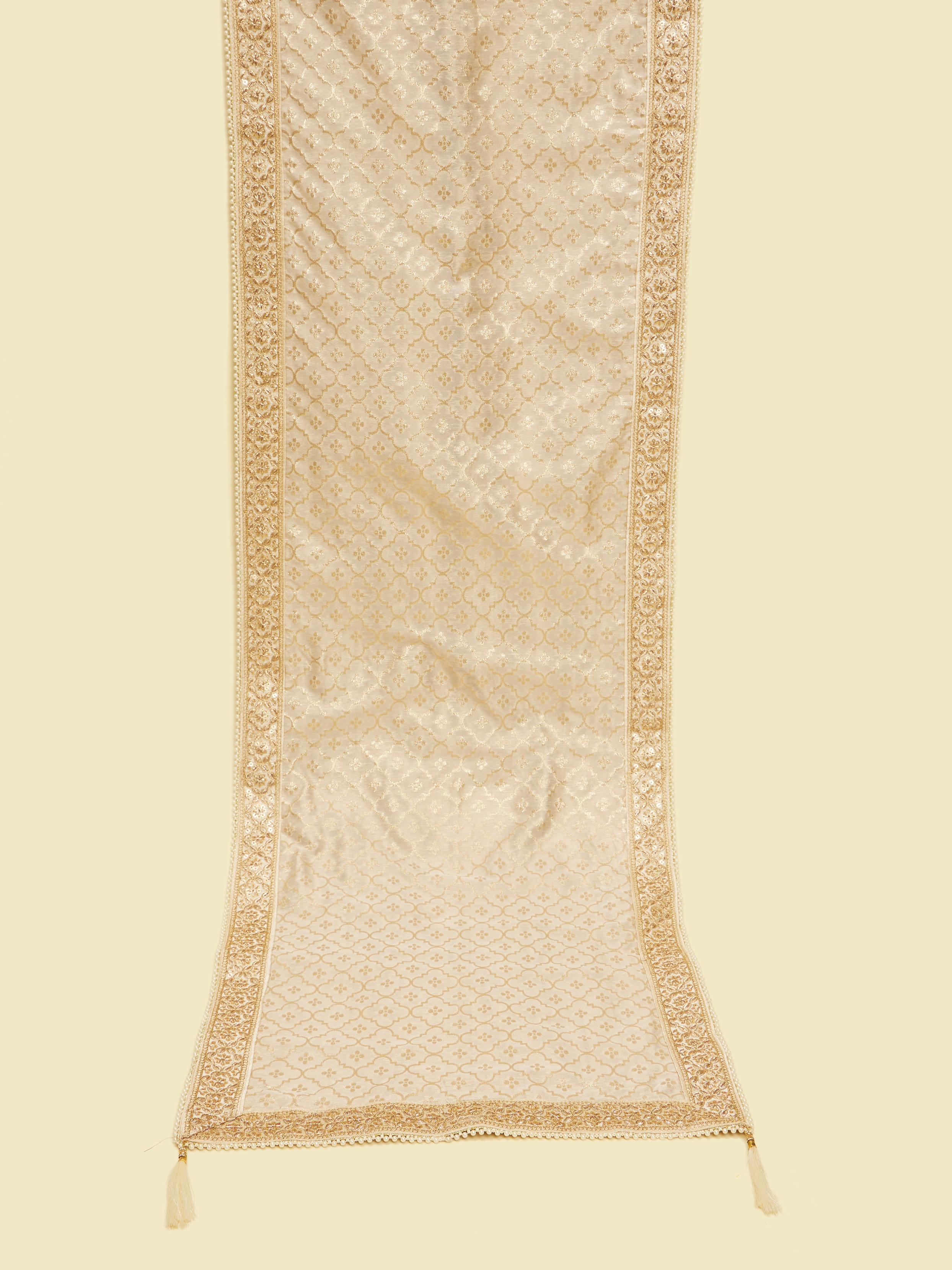 Twamev Men Beige Chanderi Dupatta for Elegant Styling