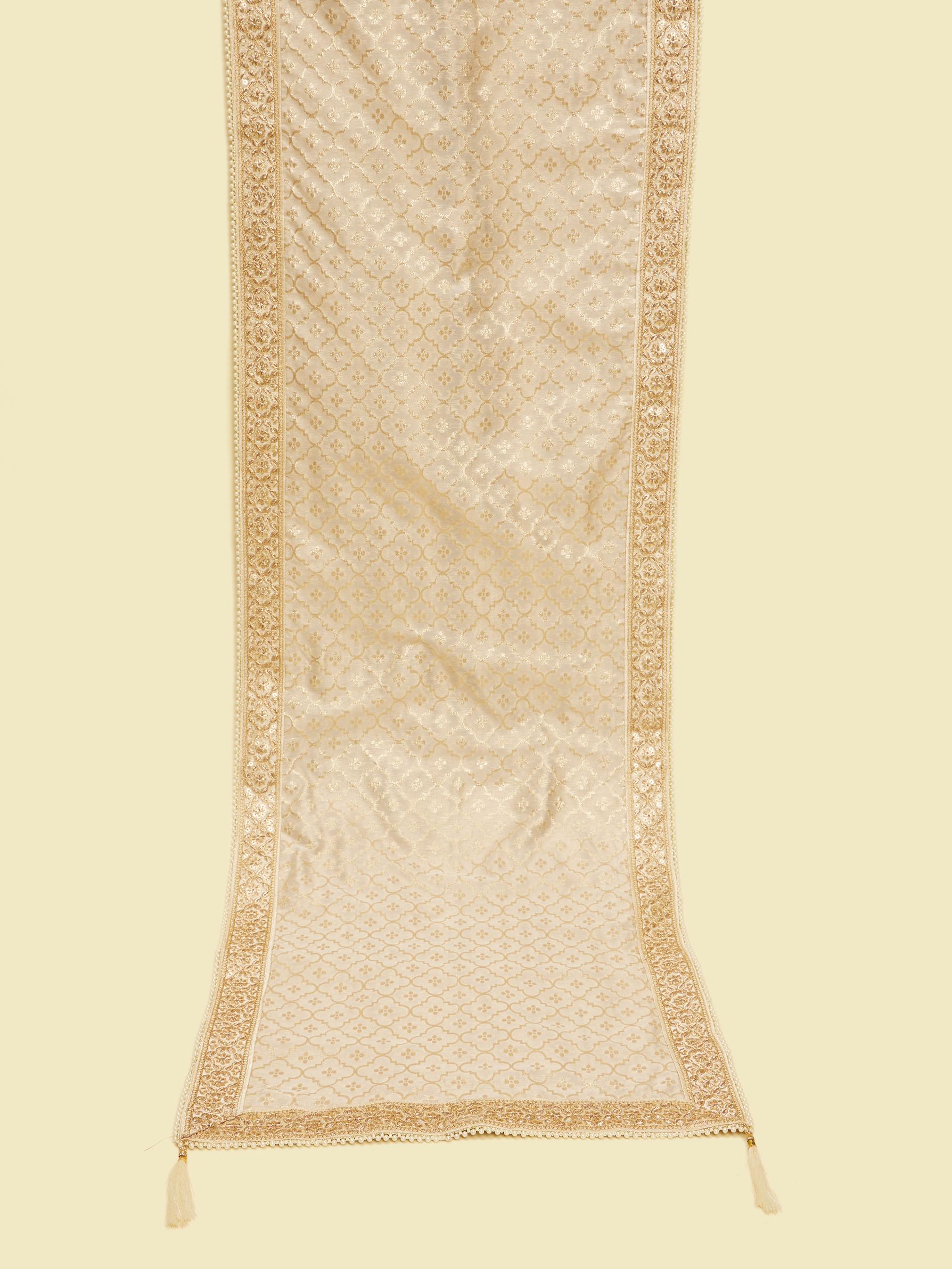 Twamev Men Beige Chanderi Dupatta for Elegant Styling