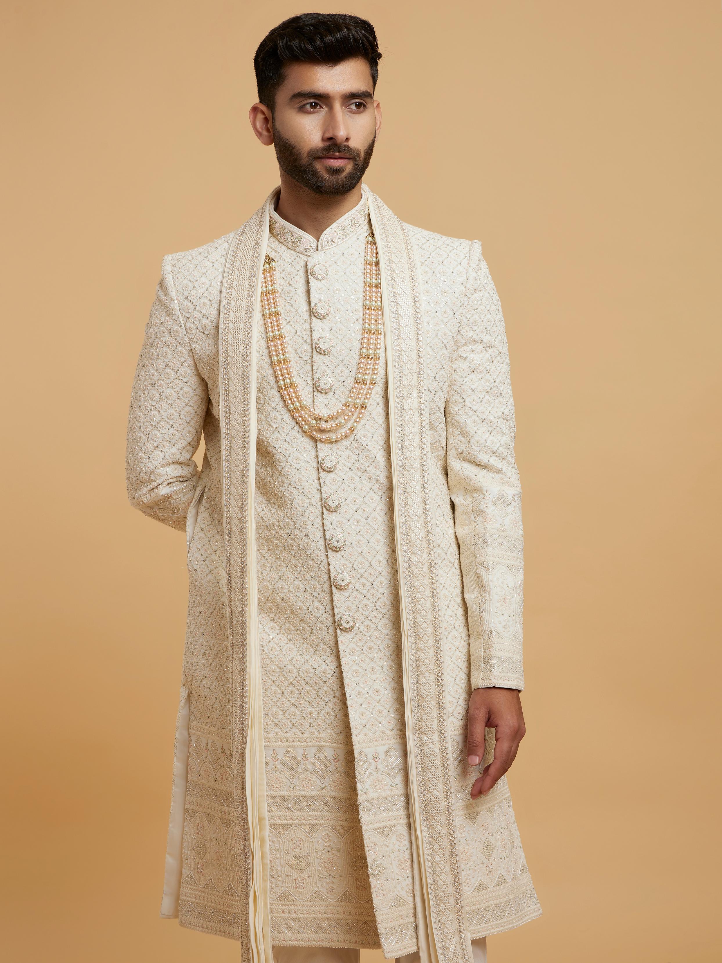 Twamev Men Cream Ensemble Sherwani