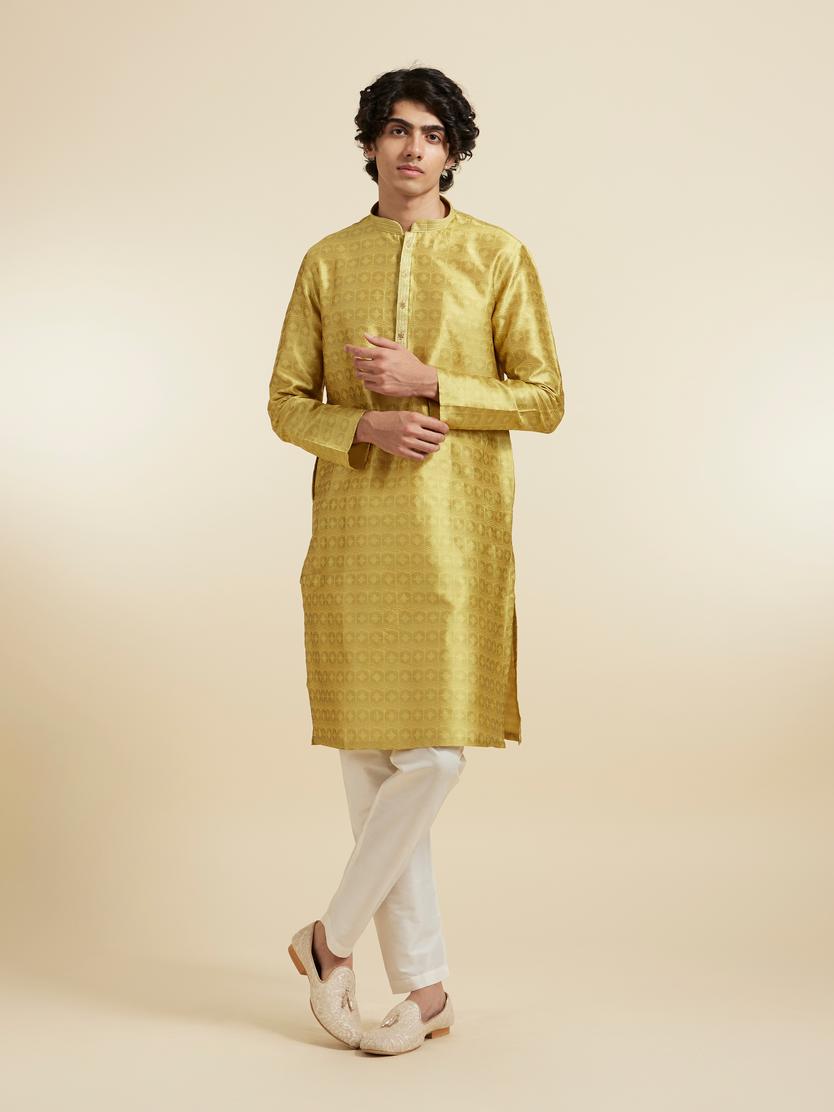 Diwas Men Mehndi Green Art Silk Kurta Pajama