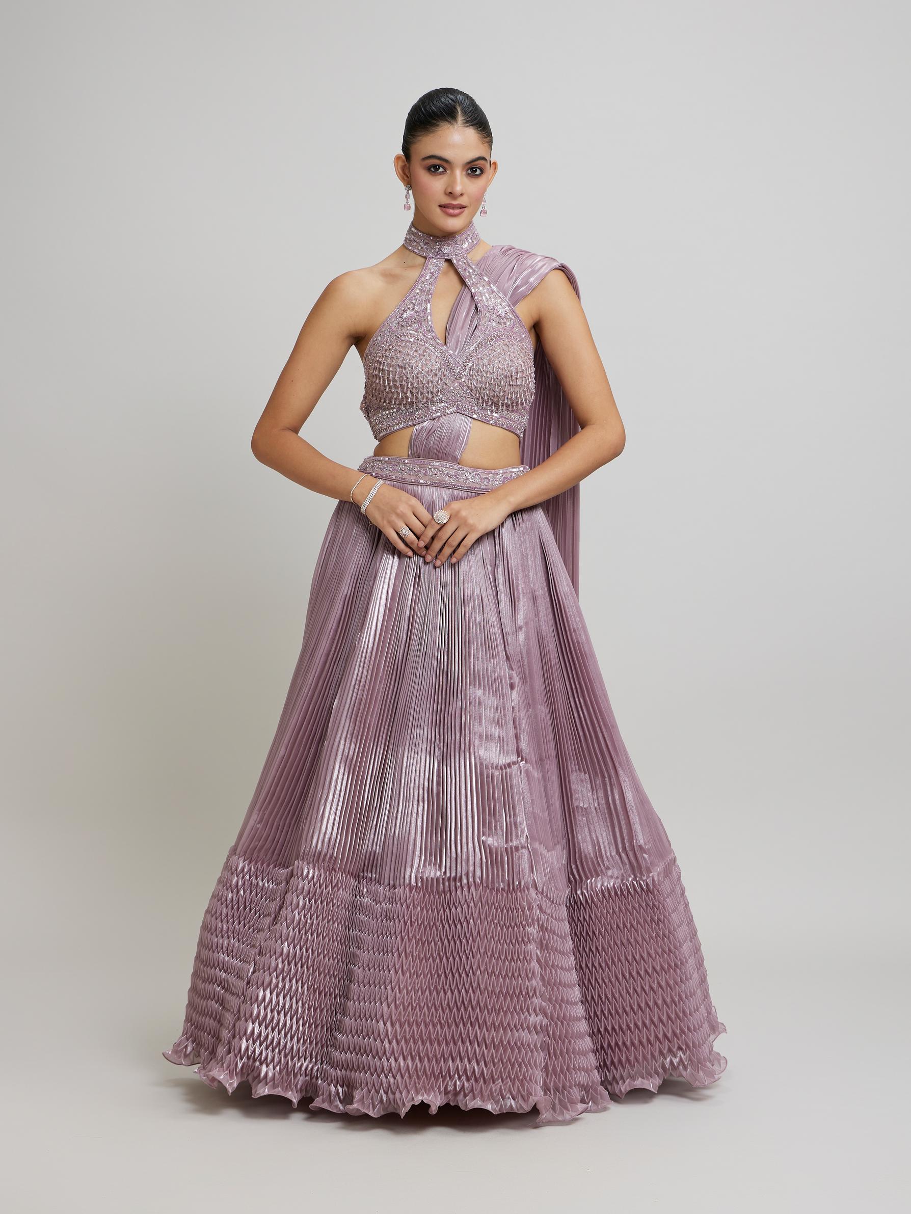 Twamev Women Dusty Pink Festive Lehenga