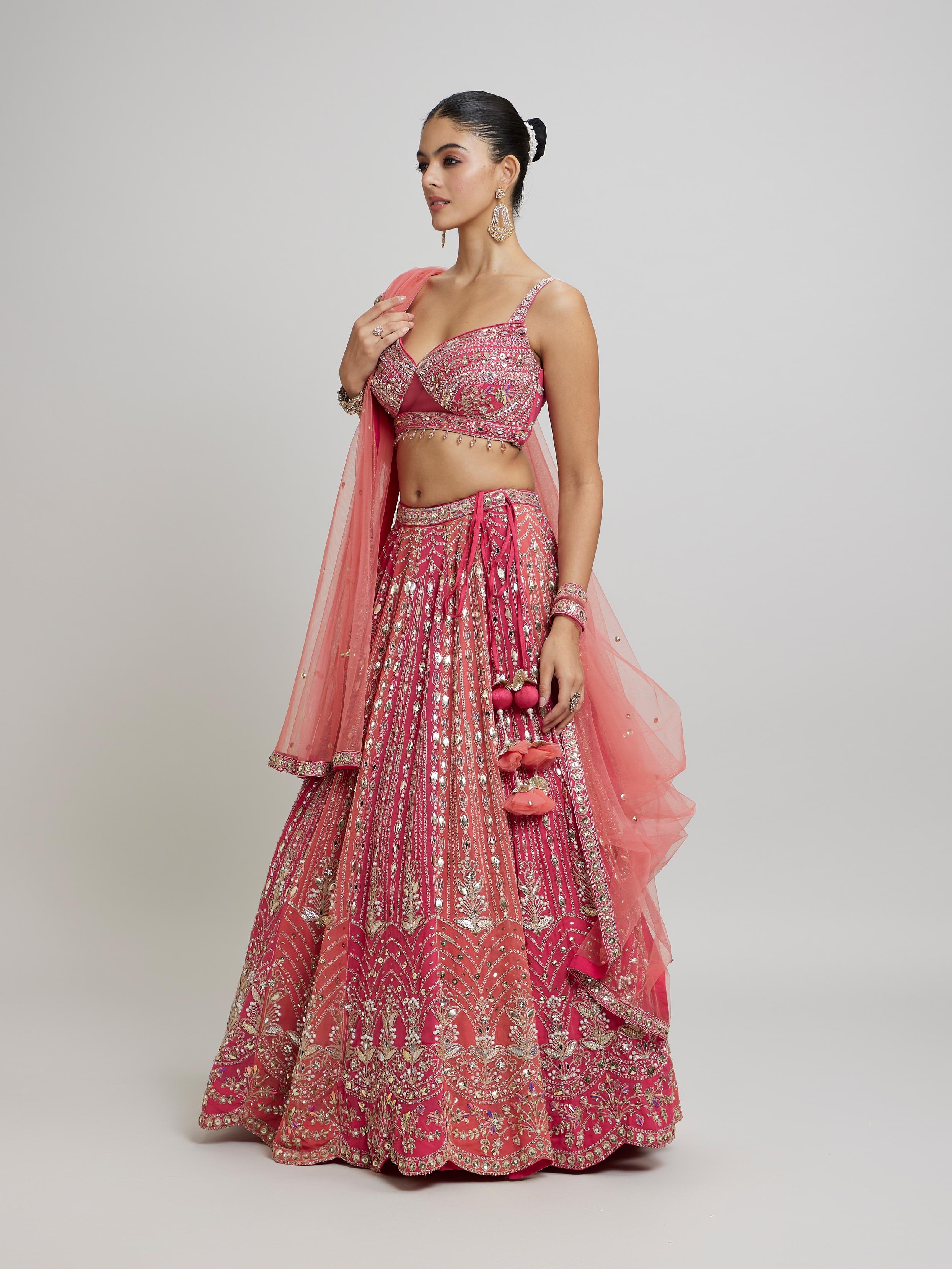 Twamev Women Exquisite Pink Georgette Lehenga