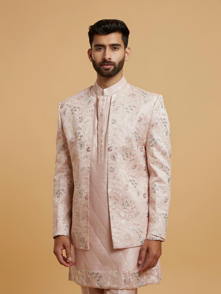 Twamev Men Dusty Pink Elegance Indo Western
