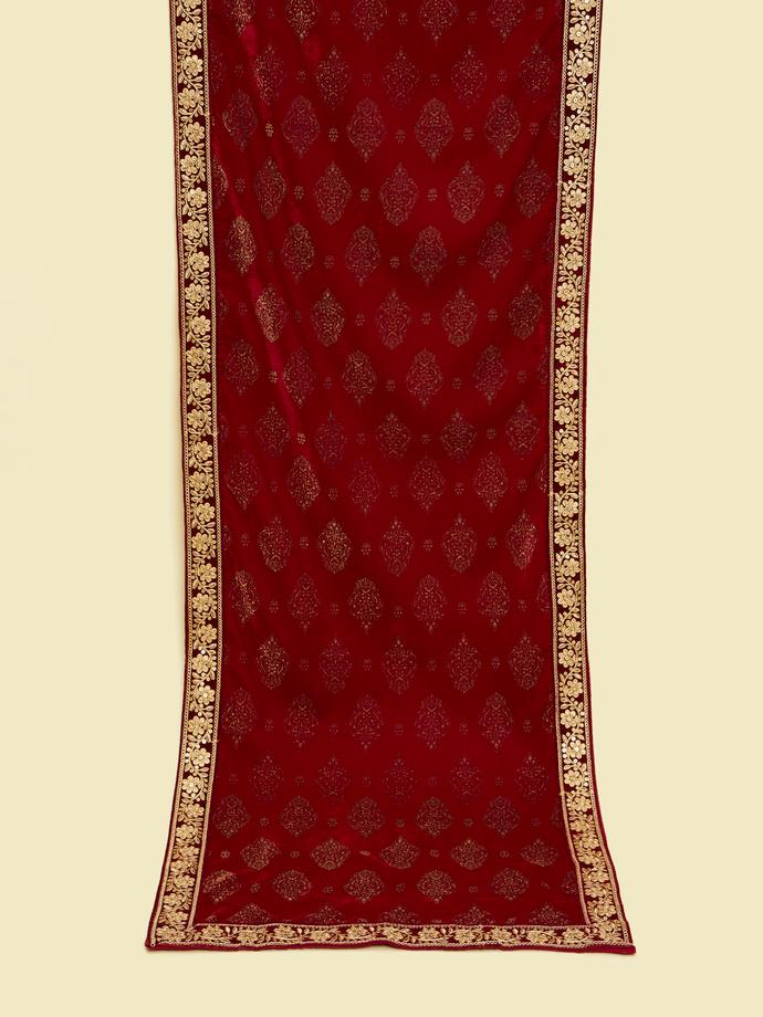 Twamev Men Elegant Maroon Velvet Dupatta