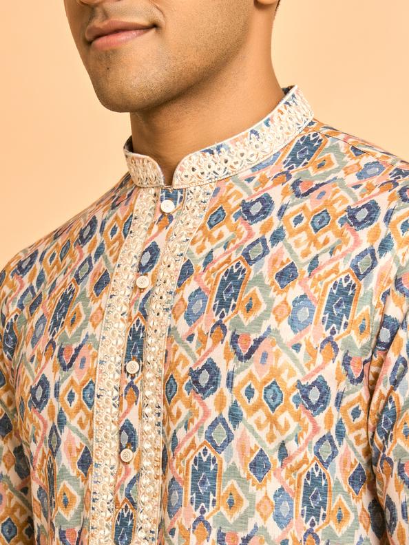 Diwas Men Mustard Blaze Party Kurta