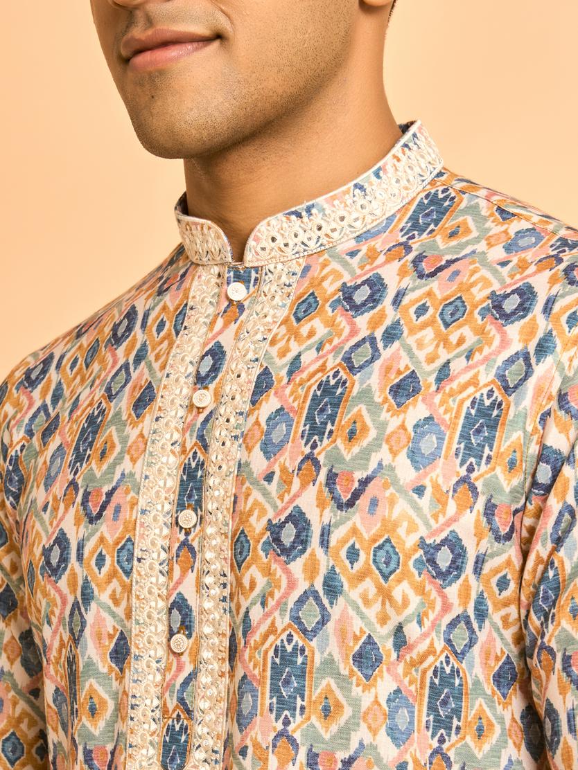 Diwas Men Mustard Blaze Party Kurta