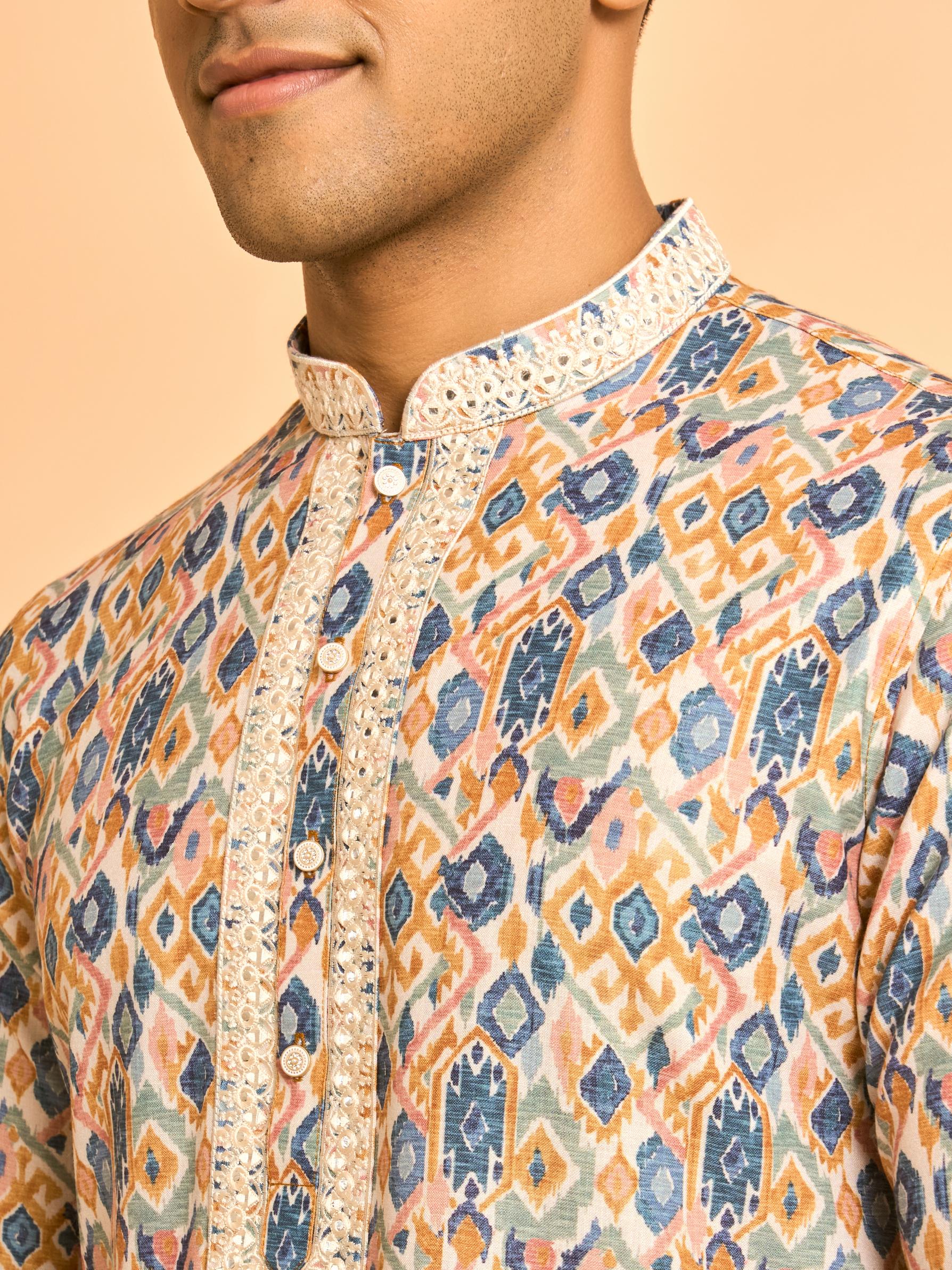 Diwas Men Mustard Blaze Party Kurta