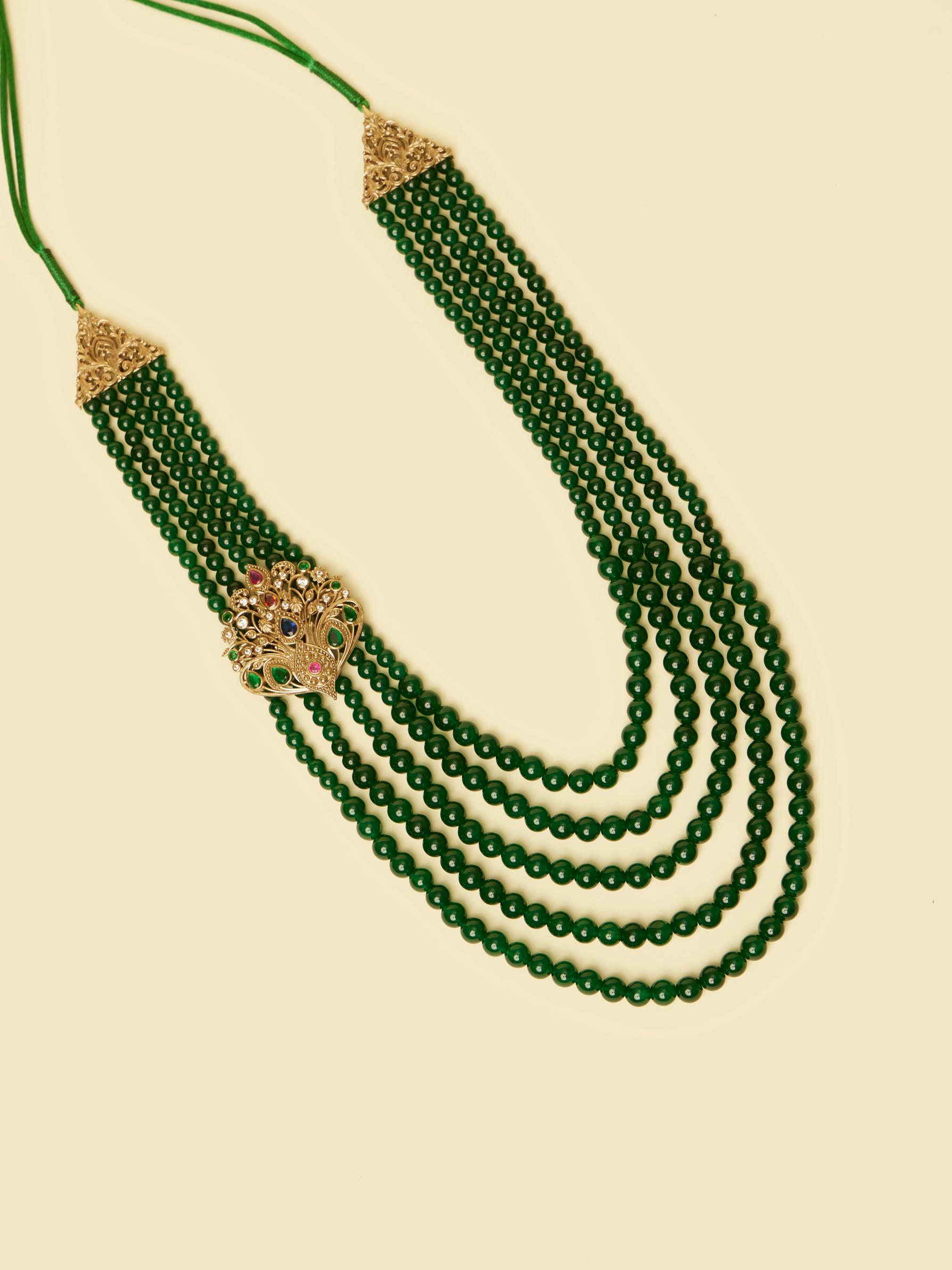 Twamev Men Emerald Charm Mala