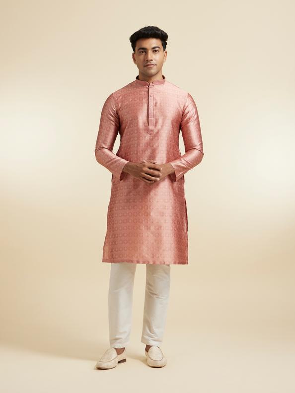 Diwas Men Radiant Peach Art Silk Kurta Pajama