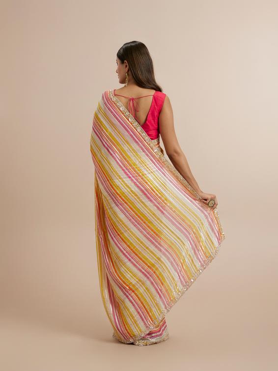 Twamev Women Majestic Cream Organza Saree