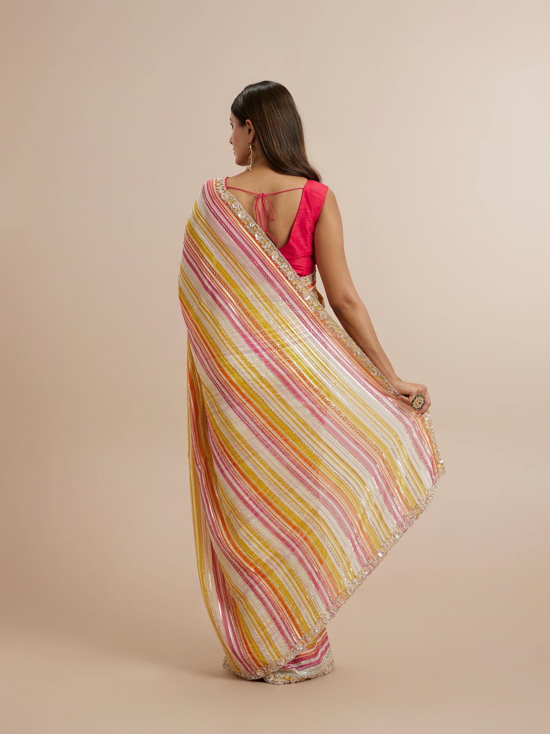 Twamev Women Majestic Cream Organza Saree