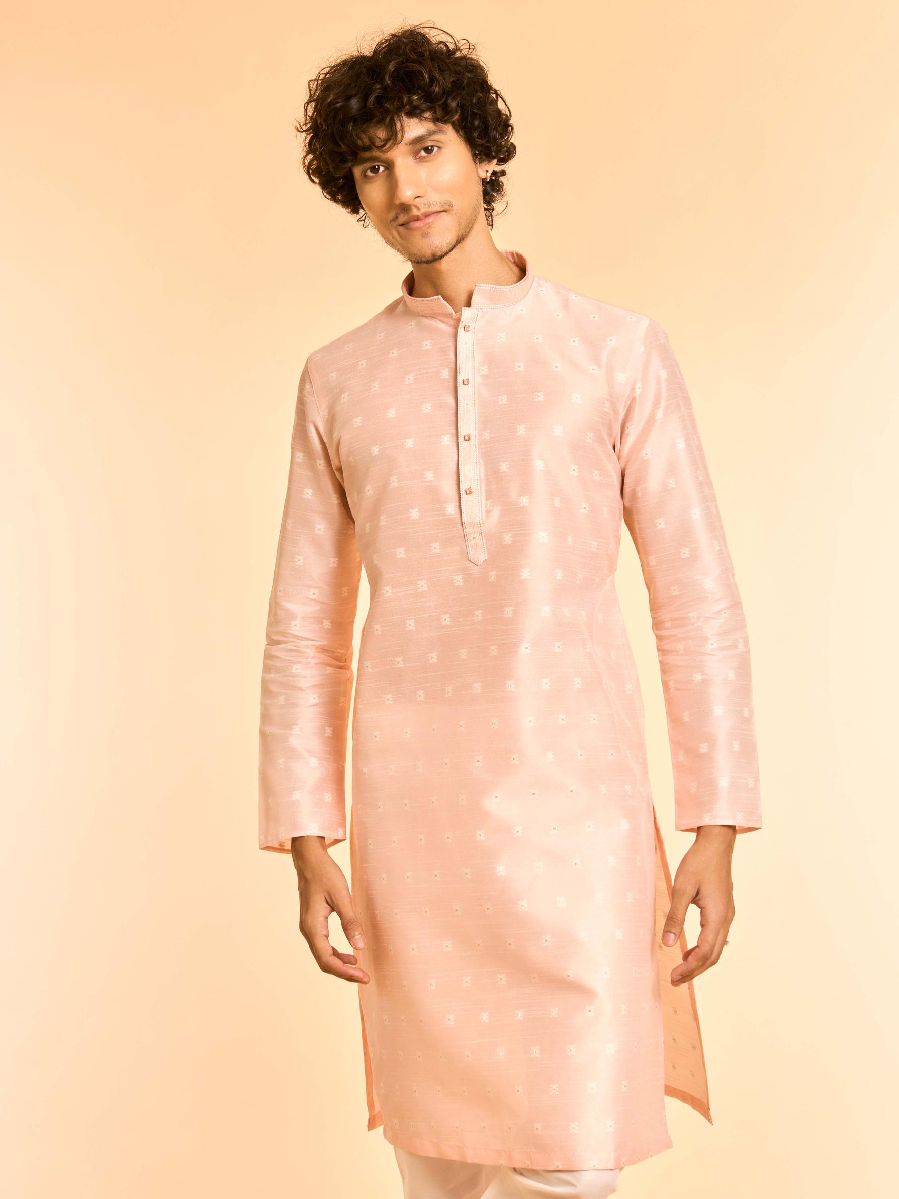 Diwas Men Celebratory Pink Kurta
