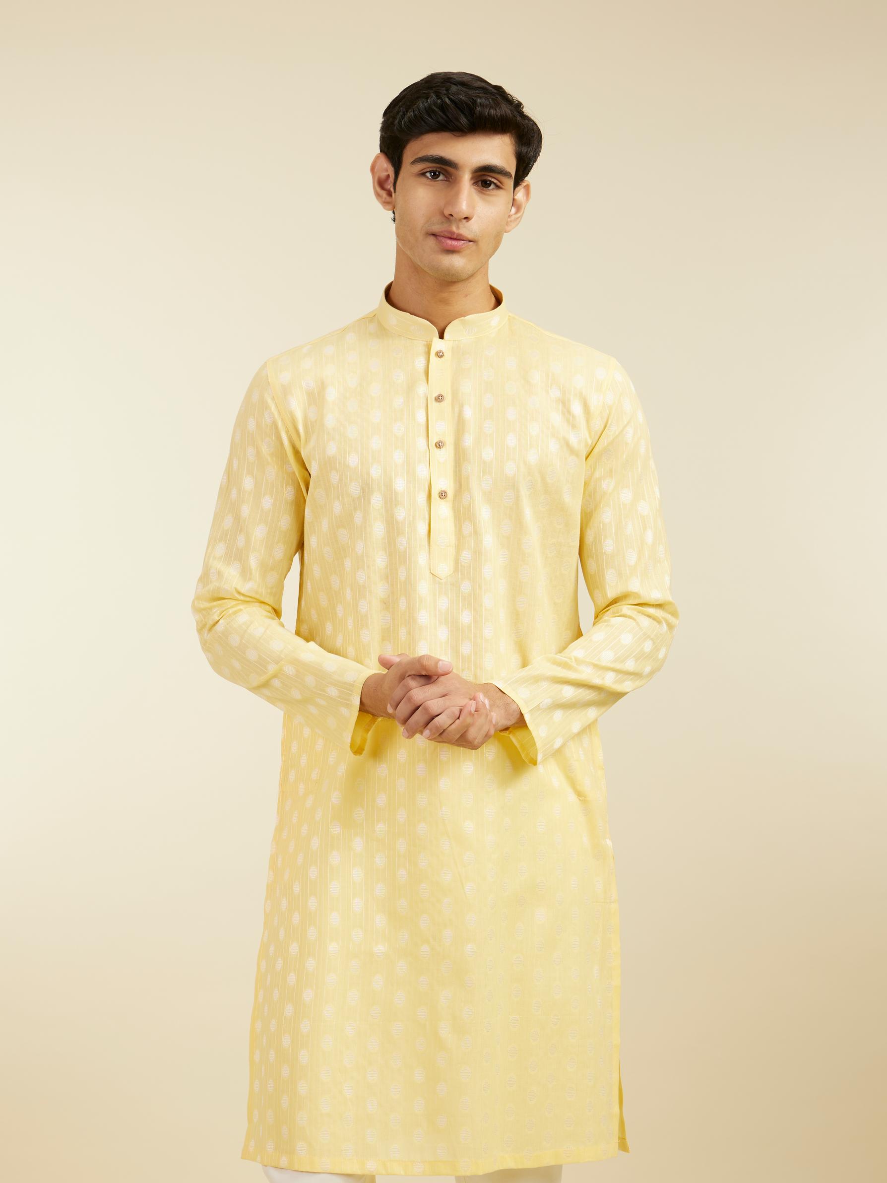 Diwas Men Sunlit Yellow Cotton Kurta