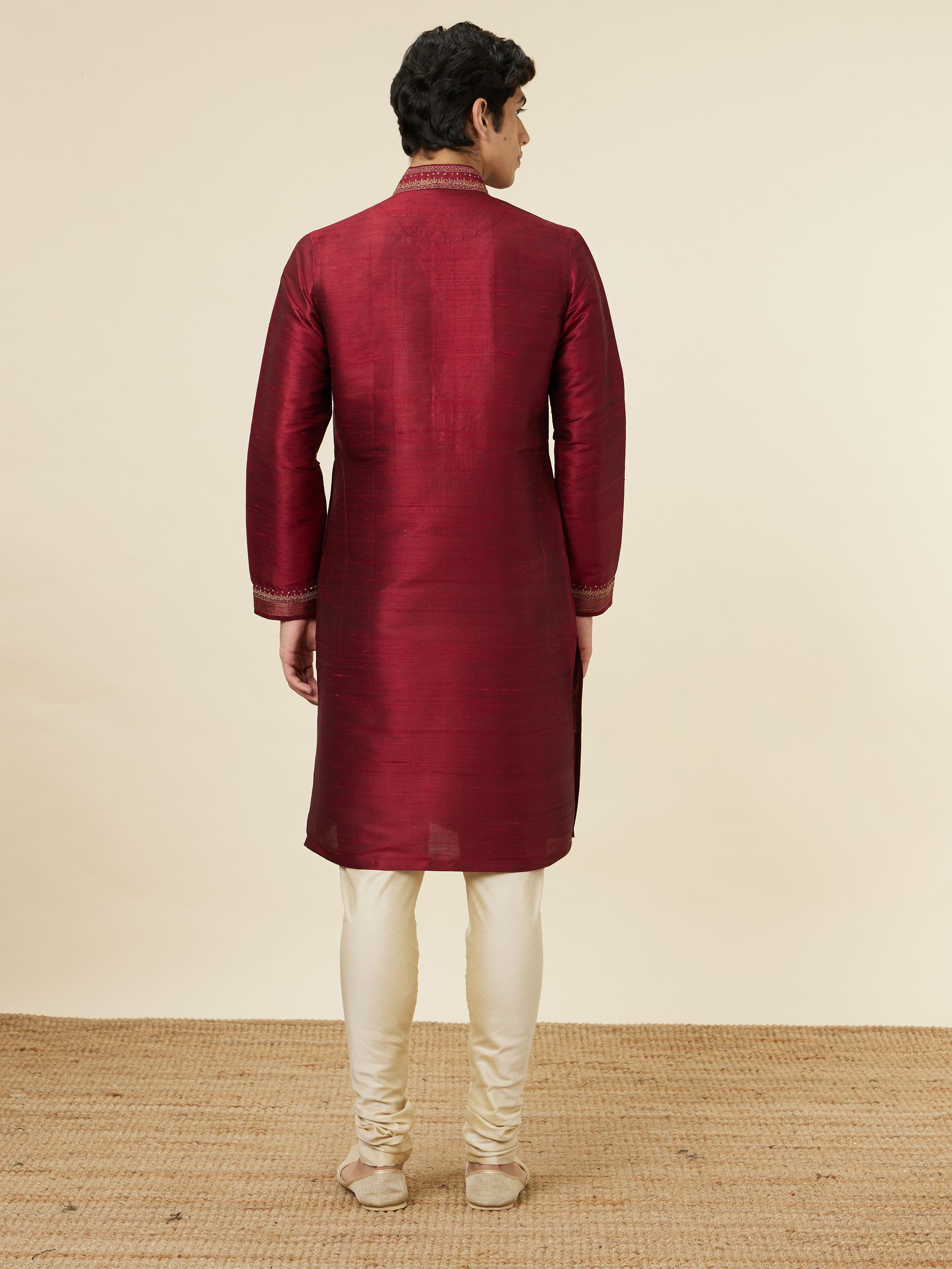 Twamev Men Majestic Maroon Kurta Set