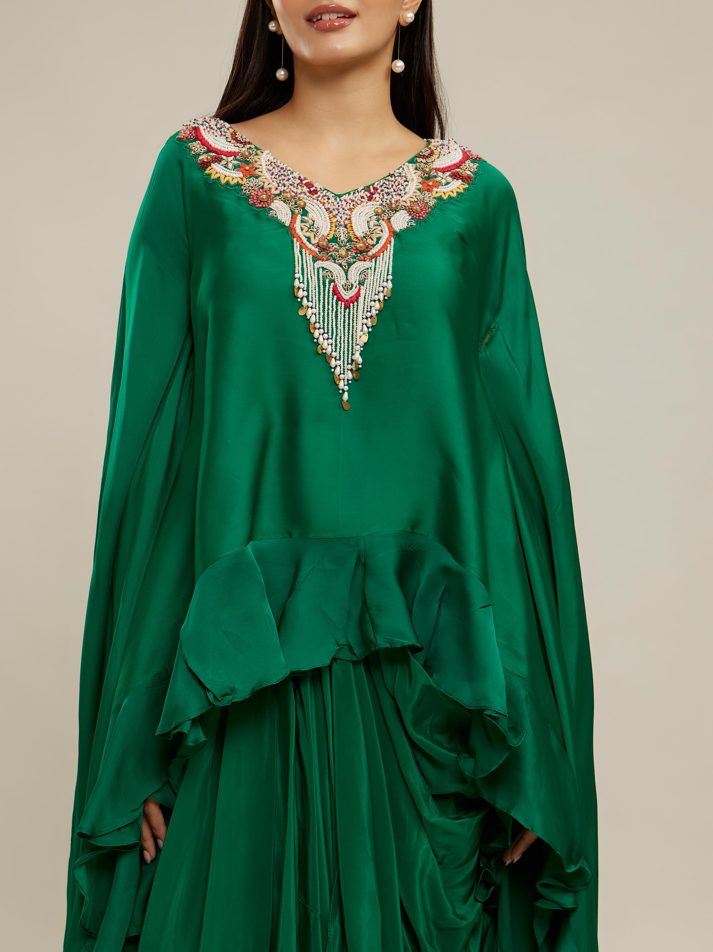 Twamev Women Emerald Elegance Indo Western