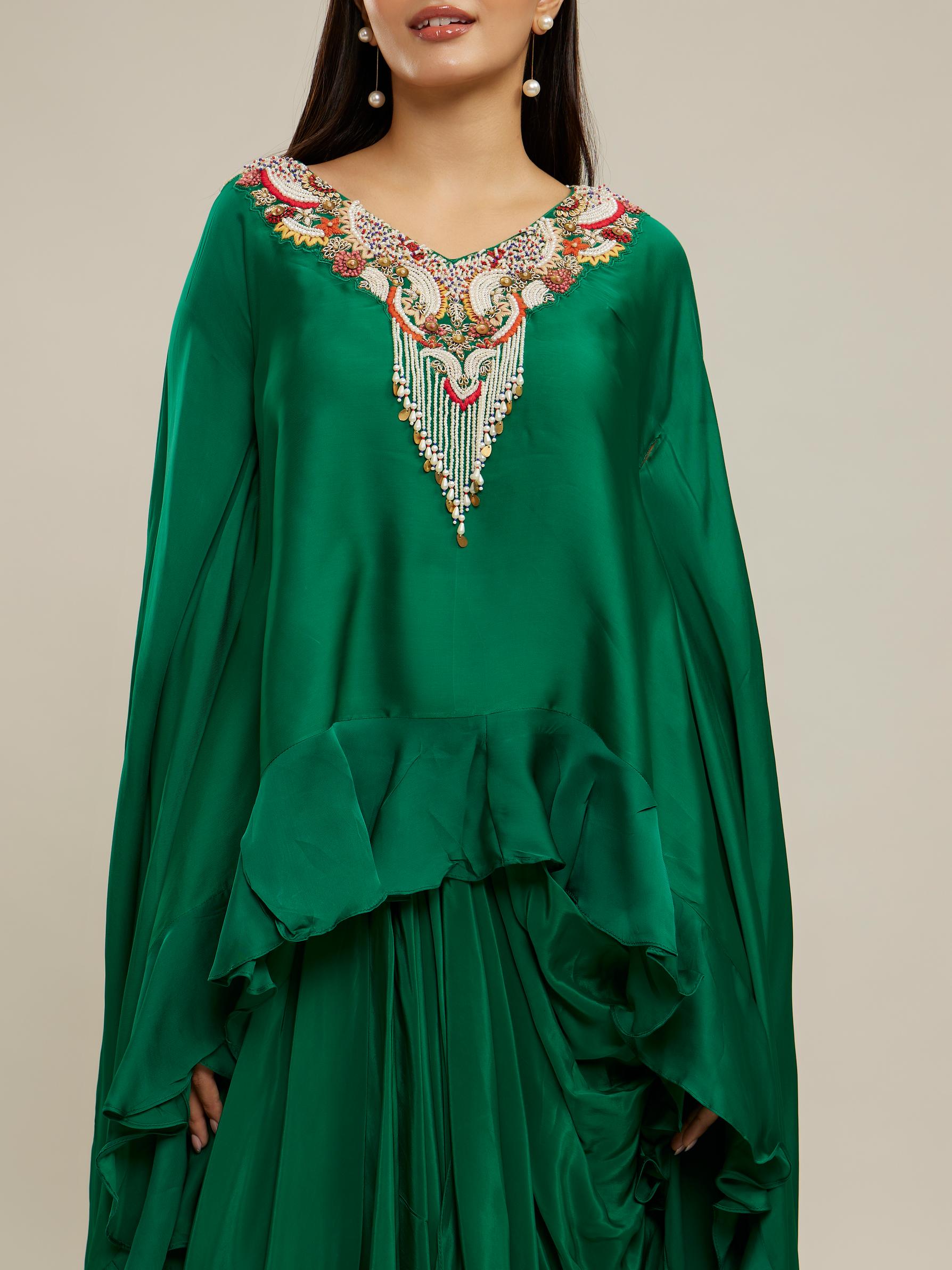 Twamev Women Emerald Elegance Indo Western