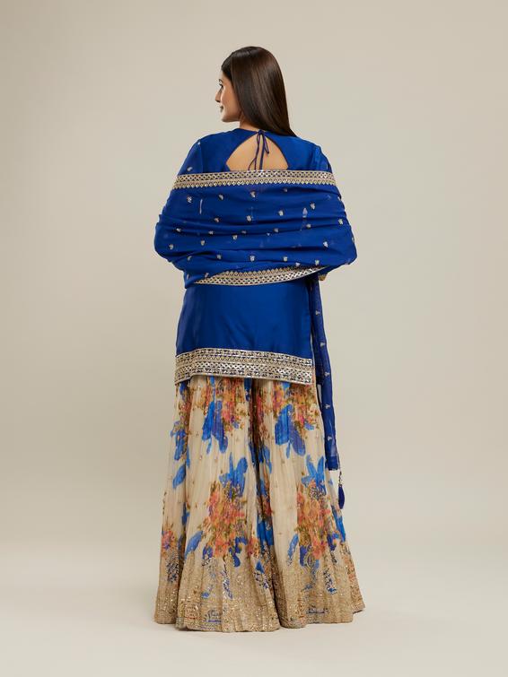 Twamev Women Striking Indigo Blue Stitched Suit