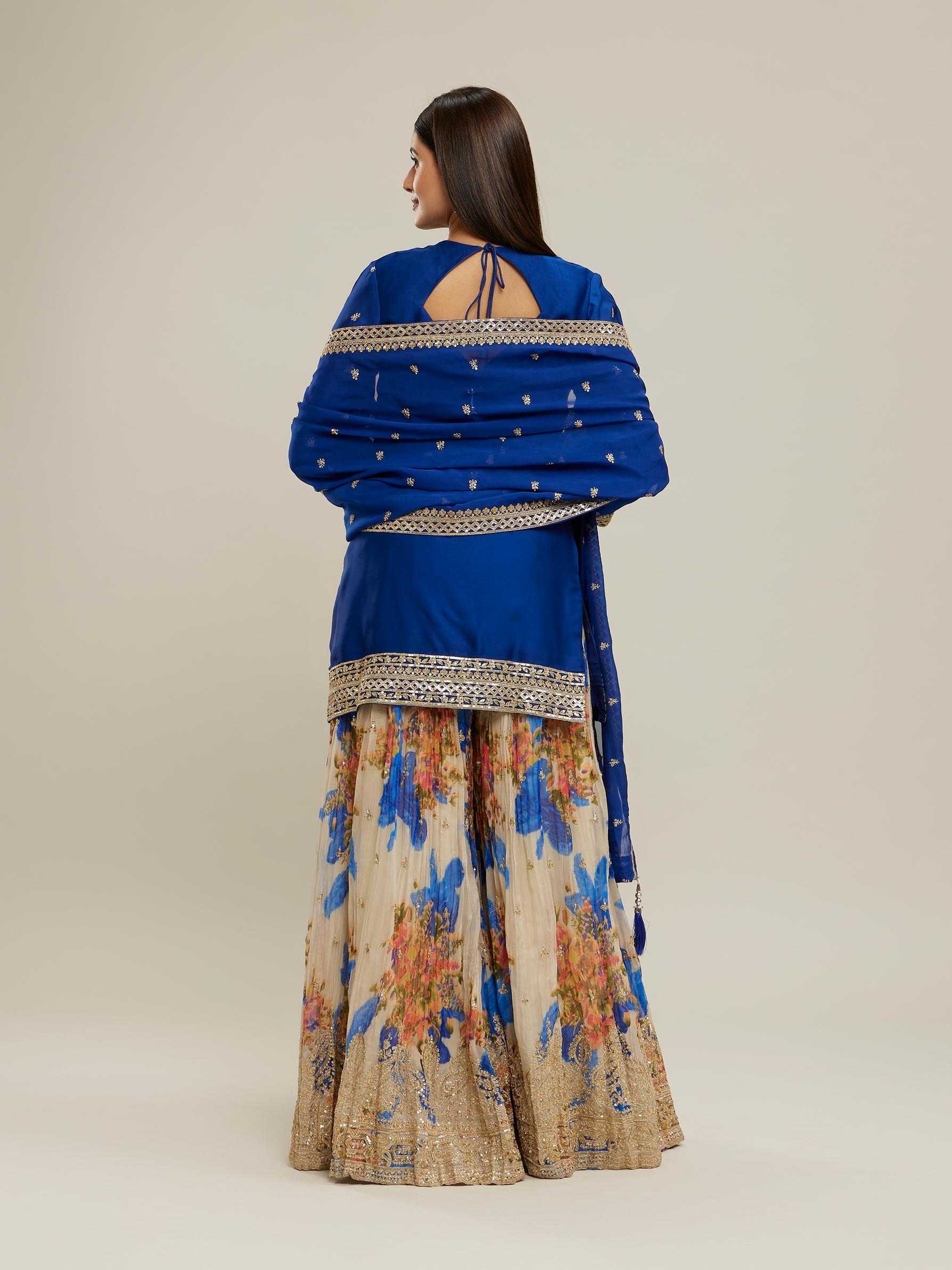 Twamev Women Striking Indigo Blue Stitched Suit