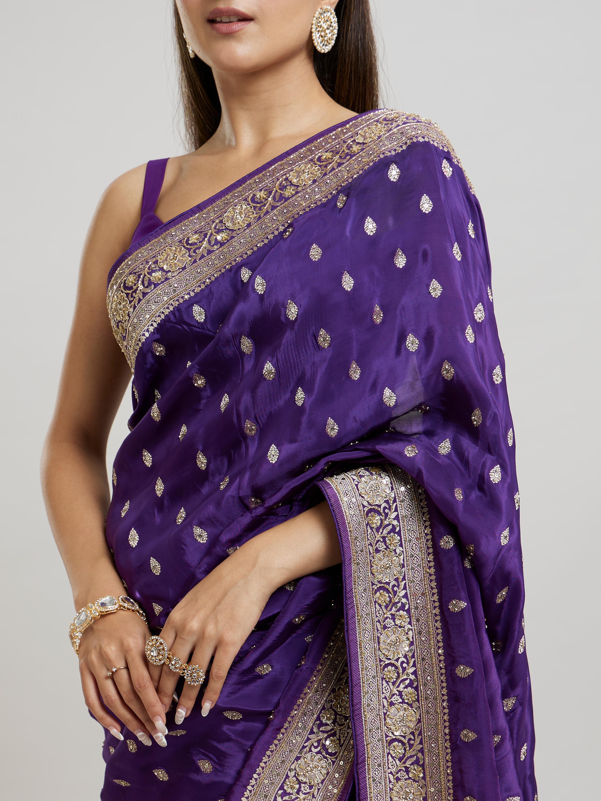 Twamev Women Lustrous Wine Saree